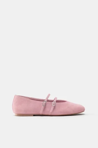 Ballerines à lanières en cuir