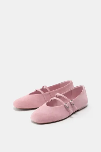 Ballerines à lanières en cuir