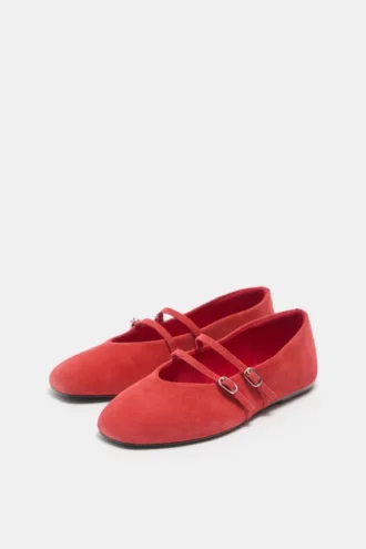 Ballerines à lanières en cuir