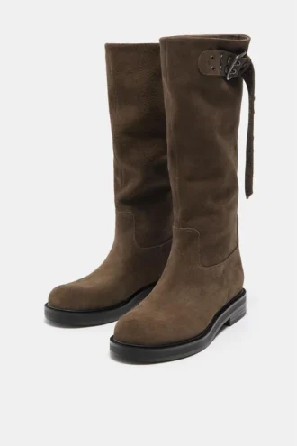 Bottes hautes en cuir avec boucle