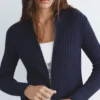 Cardigan zippé à côtes Cardigan zippé à côtes