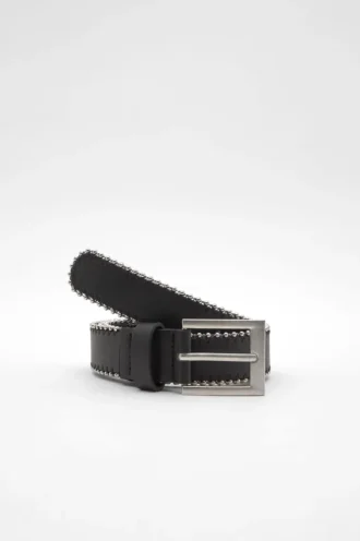 Ceinture en simili cuir avec bords métalliques