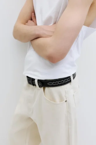 Ceinture en simili cuir avec surpiqûres