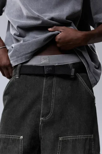 Ceinture en tissu noir STWD avec boucle