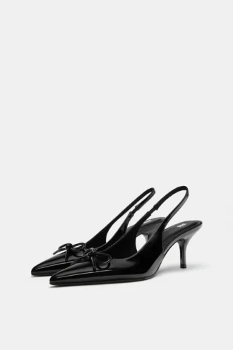 Chaussures à Talons en cuir verni avec nœud