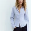 Chemise ajustée en popeline avec pinces