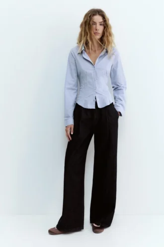 Chemise ajustée en popeline avec pinces