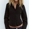 Chemise ajustée en popeline avec pinces
