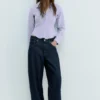 Chemise ajustée en popeline avec pinces