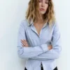Chemise ajustée en popeline avec pinces