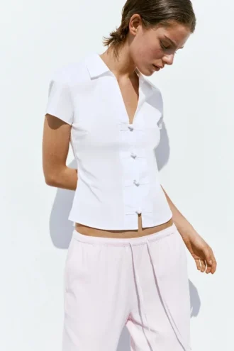 Chemise ajustée à manches courtes
