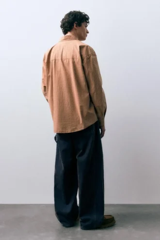 Chemise à carreaux orange