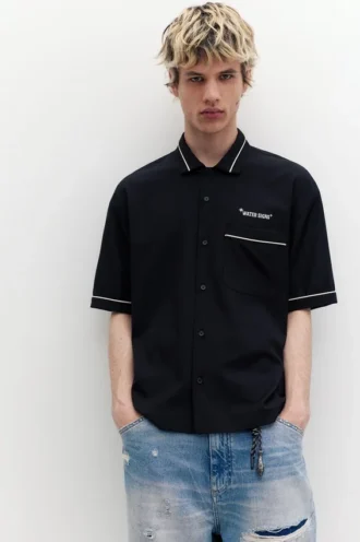 Chemise à manches courtes brodée