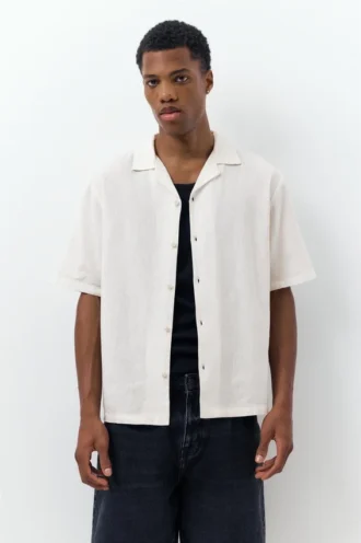 Chemise à manches courtes en mélange de lin