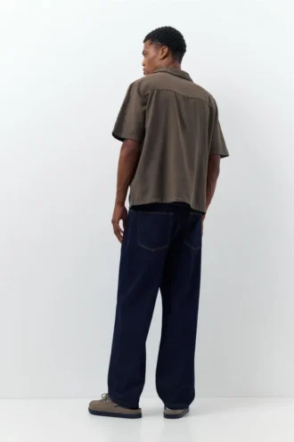 Chemise à manches courtes en mélange de lin