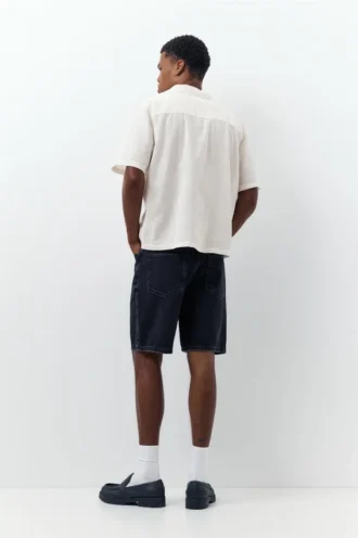 Chemise à manches courtes en mélange de lin