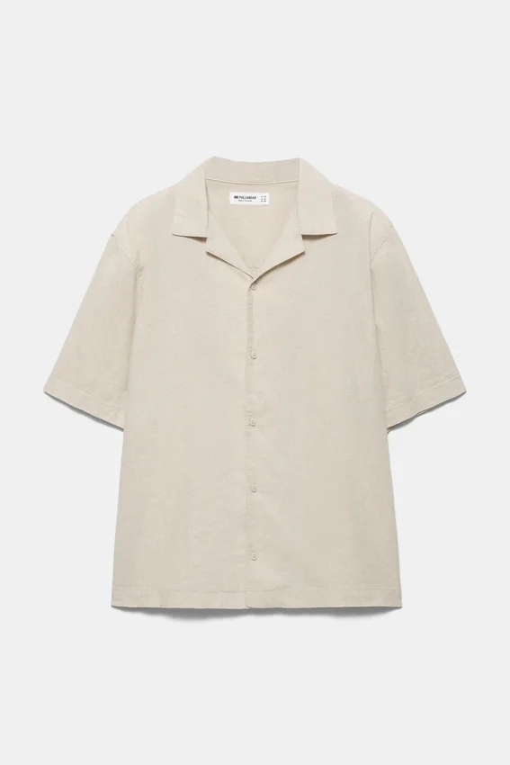 Chemise à manches courtes en mélange de lin Chemise à manches courtes en mélange de lin