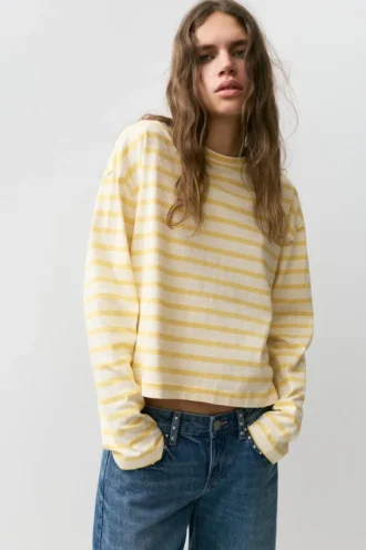 Chemise à manches longues rayée