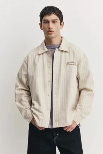 Chemise rayée brodée
