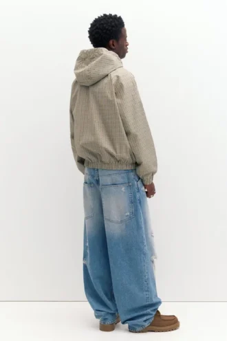 Imperméable léger à capuche à carreaux