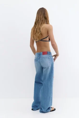 Jean baggy brodé de cerises