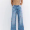 Jean baggy brodé de cerises
