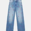 Jean baggy brodé de cerises