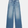 Jean baggy à coupe droite avec strass