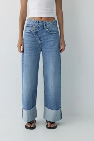 Jean baggy à taille croisée