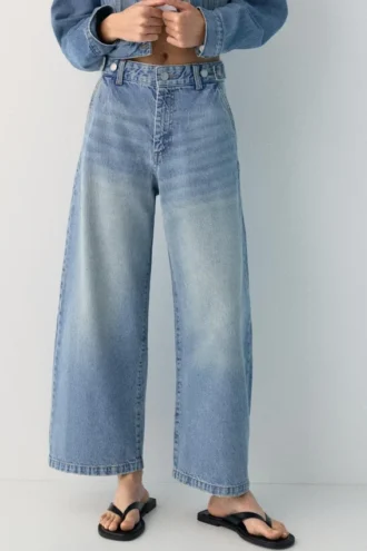 Jean coupe ballon à taille ajustable
