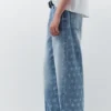Jean à jambes larges imprimé étoiles