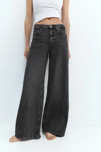 Jean taille basse à jambes larges