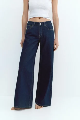 Jean taille basse à jambes larges