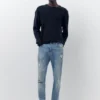 Jeans carotte à éclaboussures de peinture