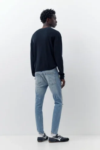 Jeans carotte à éclaboussures de peinture Jeans carotte à éclaboussures de peinture