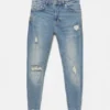 Jeans carotte à éclaboussures de peinture
