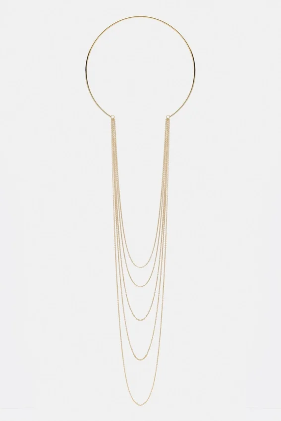 Long collier à chaîne contrastée Long collier à chaîne contrastée