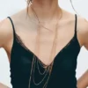 Long collier à chaîne contrastée Long collier à chaîne contrastée