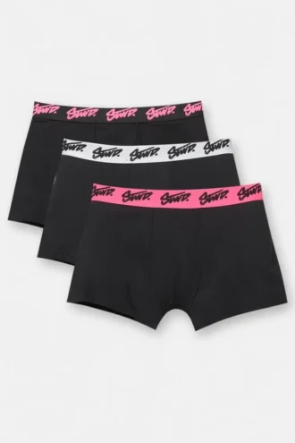 Lot de 3 boxers noirs avec logo STWD rose