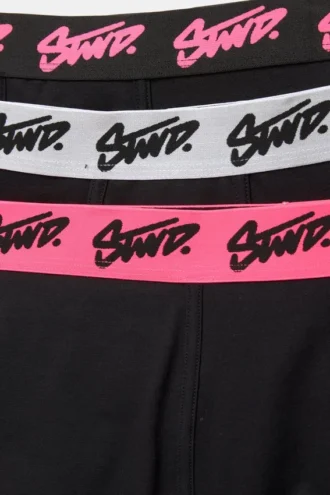 Lot de 3 boxers noirs avec logo STWD rose
