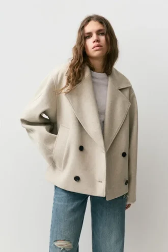 Manteau court à texture feutrée