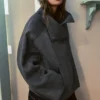 Manteau court à texture feutrée