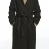 Manteau long à ceinture, texture feutrée