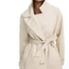 Manteau long à ceinture, texture feutrée