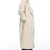 Manteau long à ceinture, texture feutrée