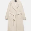 Manteau long à ceinture, texture feutrée