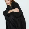 Manteau long en feutre avec ceinture