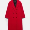 Manteau long rouge doux