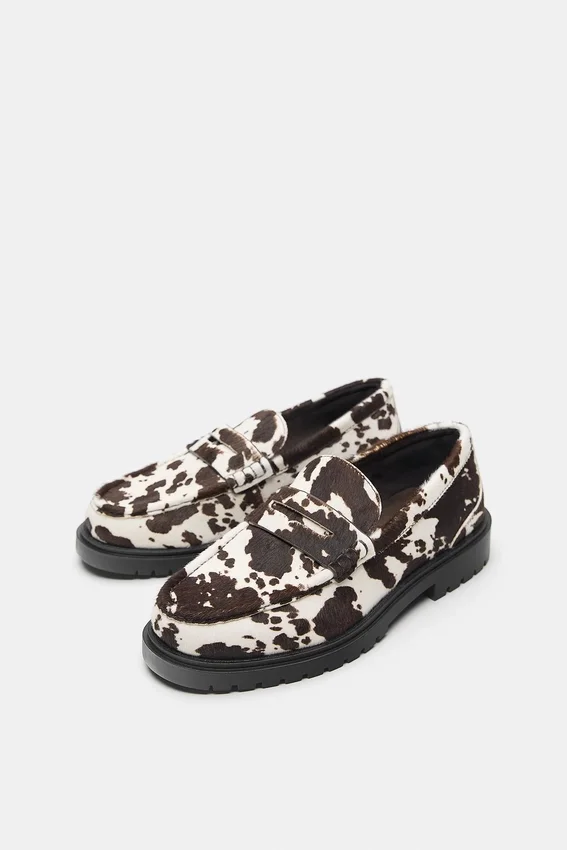Mocassins en cuir imprimé vache Mocassins en cuir imprimé vache