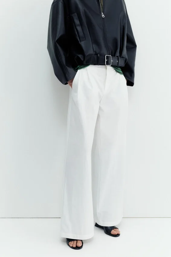 Pantalon blanc à double pince Pantalon blanc à double pince